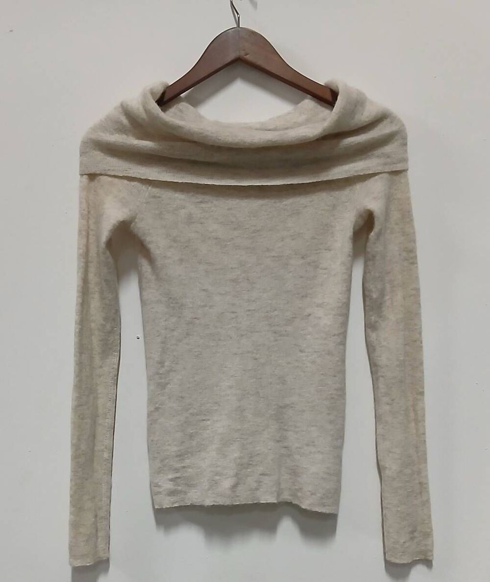 Madewell Womens Small cowl neck sweater beige cream alpaca
